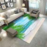 Palm Beach Waves Floor Rug For Living Room Sea Scenery 3D Cars For Bedroom Sponge Bath Mat Large Lounge Rug Hallway Mat Decor