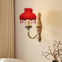 E27 Lampshade Dustproof Cover Light Accessory Floor Boho Table Decor Small Chic Fabric Cloth Red