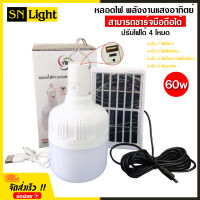 หลอดไฟ LED พลังงานแสงอาทิตย์ รุ่น VJP-112 ปรับได้ 4 โหมด ไฟสีขาว ไฟสีเหลือง ไฟฉุกเฉิน กันน้ำได้ 60w ชาร์จแบตมือถือได้