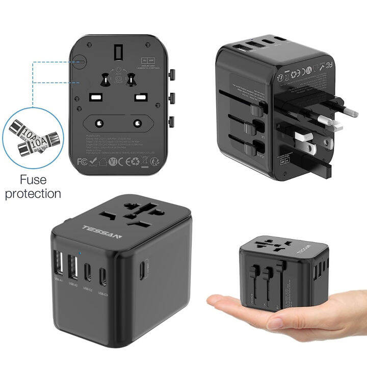 Universal Travel Adapter, TESSAN Worldwide Travel Plug with 2 USB A and