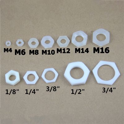10Pcs 1/8 1/4 3/8 1/2 3/4 M4/M6/M8/M10/M12/M14 Female thread plastic nuts Lock nut Outer hexagon fastening nut with Sealing ring
