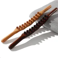 ☸┅ 8/20 Beads Gua Sha Massage Stick Carbonized Wood Back Scrapping Meridian Therapy Wand Muscle Relaxing Body Massager Guasha