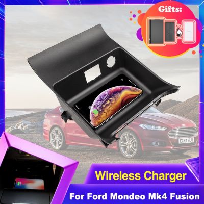 【ยืดหยุ่น】แผ่นชาร์จไร้สายในรถยนต์15W สำหรับ Ford Mondeo Mk4 Fusion CD391 2014 2019ที่วางโทรศัพท์อุปกรณ์เสริมแผ่นชาร์จเร็ว2015 2016