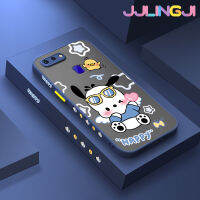 Jlingji เคสสำหรับ OPPO R15 R15 Pro R17การ์ตูนแฮปปี้มีน้ำค้างแข็งโปร่งใสด้านข้างแข็งลายเคสขอบสี่เหลี่ยมกล้องปลอกซิลิโคนกันกระแทกเคสนิ่ม