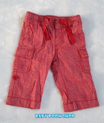 Old navy : กางเกงขายาว มีกระเป๋าข้าง สีแดง *** 220 ฿ Size : 6-12m