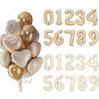 40inch Cream White Caramel Number Balloons And Leopard Print Gold Latex Balloons Children Adult Birthday Party Decors Supplies Balloons