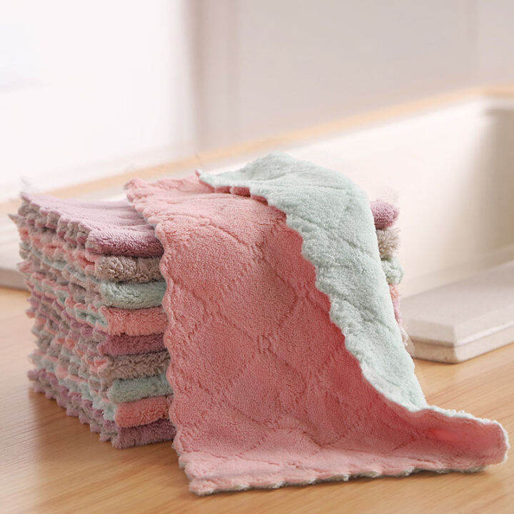 kitchen rags and towels for washing dishes and wiping tables coral