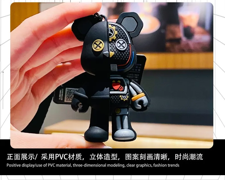 Fashion Keyrings Half Skull Body Robot Mechanical Bear Keychain