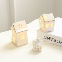 Nordic Ins Ceramic Christmas Mini Snow House Pendant Christmas House Christmas Gift Small Gift Decoration