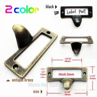 12pcs New Decorative Antique Brass Black Furniture Cabinet Drawer Label Pull Tag Frame Handle File Name Card Holder with screw