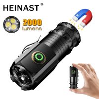 2000LM Mini Flashlight 18350 Battery Torch Strong Light Bead Rechargeable Type-C Lamp IP68 Waterproof Hiking Camping With Magnet Rechargeable Flashlig