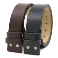 ✢☊  Mens Cowhide 3.8CM No Buckle Leather Belts With Holes