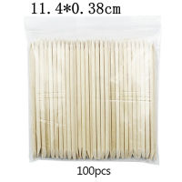 ?jiajia01? 100PCS ไม้ cuticle Pusher Remover Nail Art Design สีส้มไม้ sticks Tools