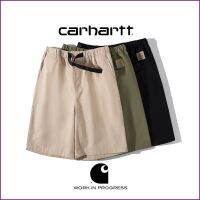 Carhartt กางเกงขาสั้นป้ายสีเหลืองด้านหลังสำหรับผู้ชายและผู้หญิงรุ่นคู่รักทรงหลวมอินเทรนด์เข้าได้กับทุกชุดห้าจุด