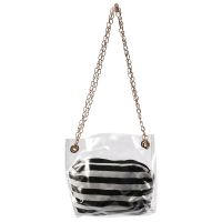 WomenS Composite Bag Metal Chain Pvc Transparent Shoulder Bag Striped Wallet