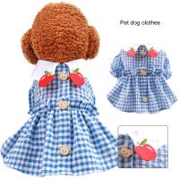 Dog Dress Pet Skirt Breathable Checkered Polyester Apples Collar for Poodle Dresses