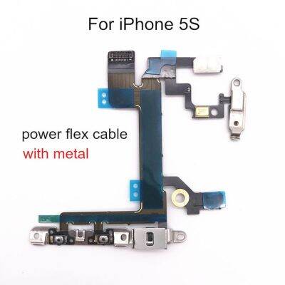 อะไหล่ปุ่มสายเคเบิลยืดหยุ่นกับเพาเวอร์โลหะ1ชิ้นสำหรับ Iphone 5 5 5S Se 6 6S 7 8 Plus X Xs Max Volume เปิดปิด