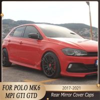 For Volkswagen Polo MK6 2Pcs Rear View Mirror Cover Caps Trim Shell Frame Polo 6 TSI TDI MPI GTI GTD 2017-2021 Bodykits Tuning