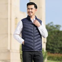 BROWON Black Cotton Vest Coat Men Winter Warm Casual Patch Pocket Stand Collar Solid Color Zipper Vest Coat Men Clothing