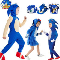 top●Anime Sonic the Hedgehog Costume For Kids Cartoon Game Prop Clothing Sets Boy Girl Sonic Cosplay Jumpsuit With Gloves Schoolbag Hat Cap