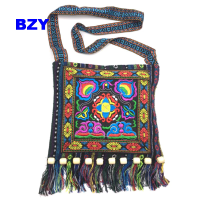 BZY Vintage กระเป๋าสะพายไหล่กระเป๋าเอกสารสำหรับผู้หญิง Boho เย็บปักถักร้อยกระเป๋าสะพายข้าง