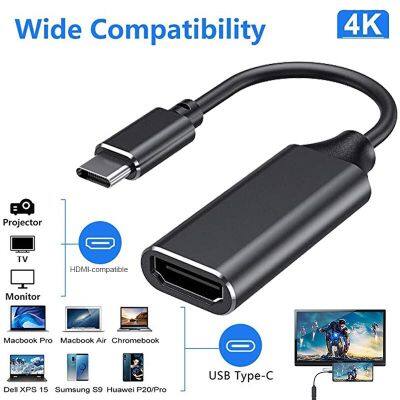 สายเคเบิลที่เข้ากันได้กับ HDMI ชนิด C USB 4K สายเคเบิลอะแดปเตอร์ HDTV 3.1แปลงสำหรับ Macbook Chromebook Samsung S8 S9