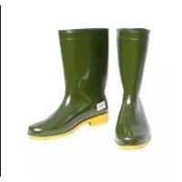 Rubber Boots For Rain, Garden, Labor, Moss Green - Yellow Sole "