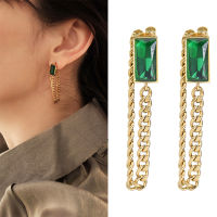 Natural Green Diamond Stone Gold Earrings Girls Party Gift New Korean Fashion Indian Christmas Gift female Jewelry Wedding Party