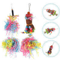 Gerpo【Hot】 4pcs Parrot Chewing Toy แขวนนกเคี้ยวของเล่น Foraging แขวนของเล่นสำหรับ Parakeet Cockatiel