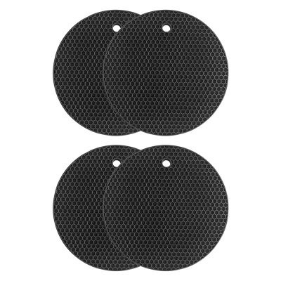 4Pcs Silicone Pot Coasters Pot Holders for Kitchen Dishwasher Safe Heat Resistant Black