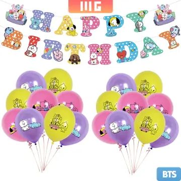 BTS Birthday Party Supplies includes Banner - Cake Topper - 21 Cupcake  Toppers - 20 Balloons For Girl 