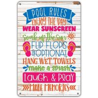 Funny Lake Rules ป้ายโลหะดีบุก Wall Décor Farmhouse Rustic Sign สำหรับสระว่ายน้ำในร่ม Outdoor Decor Art Wall Plaque-เหมาะสำหรับ Lake House Decor