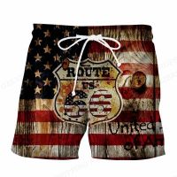 Route 66 Board Shorts Men Fashion Swimwear Beach Shorts Racing Trunk Sports Pants Mens Briefs Swimsuit Kids Short American