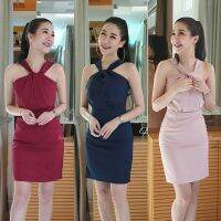 ? R65 Tingles Dress - เดรสสั้นทรงเสื้อไขว้อก ชุดไปงานแต่ง ชุดออกงาน