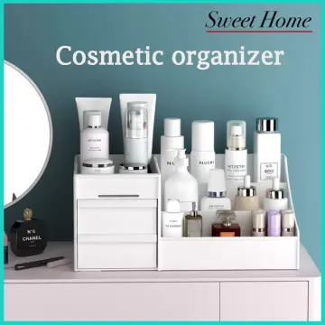 White Desktop Cosmetic Storage Box with 4 Drawer Units Container