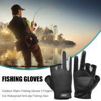 1 Fishing Gloves Anti-Slip Outdoor Mittens 3 Cut Fingers Carrying