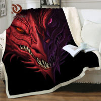 Angry red dragon 3D Sherpa Blanket Sofa Cott quilt cover