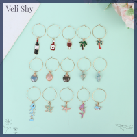 [Veli Shy] 15ชิ้นแก้วไวน์สวยงามเครื่องหมายแท็กการระบุไวน์ Bachelorette ชิม