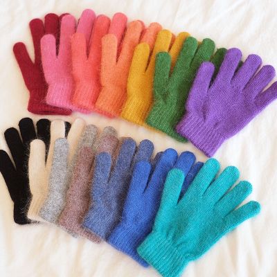 2021 New Rabbit Knitting Pink Gloves Gloves Female Winter Rabbit Fur Gloves Women 39;s Winter Gloves Women Girls Mittens