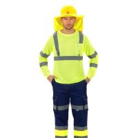 AYKRM Reflective Hi Vis Long Sleeve T Shirts Fluorescent Engineer Safety Polo t-Shirt High Visibility Yellow Vest XS-6XL