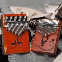 เปียโน Kalimba Thumb เปียโนนิ้วมือ17คีย์พร้อมคริสตัลไม้มะฮอกกานีสำหรับผู้เริ่มต้นมืออาชีพ