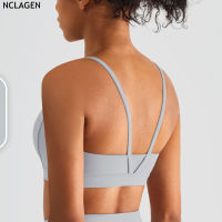 NCLAGEN 2022 New Yoga Bra Workout Womens Sports Underwear Gym Running push up Clothing Naked-Feel Crop Tops Active Wear Halter