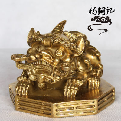 Quality Assurance Yang Tongji ทองแดงบริสุทธิ์ Gossip สัตว์ยูนิคอร์น Unicorn Lion ตกแต่งบ้าน Bronzeware พระพุทธรูปทิเบต