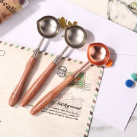 ช้อนขี้ผึ้งปิดผนึกทนความร้อนด้ามไม้ R Wax Stamping Spoons การ์ดเชิญแสตมป์ตกแต่ง Craft