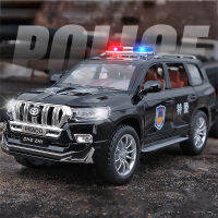 【RUM】1:24 Scale Toyota Prado ตำรวจรถโลหะผสมรุ่น Light &amp; Sound Effect Diecast รถของเล่นสำหรับชายวันเกิดของขวัญเด็กของเล่นรถคอลเลกชัน