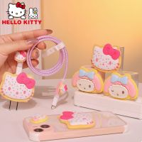 Hello Kitty Charger Protective Case for IPhone Ipad 18 20w Power Adapter Cute Cartoon Women Girl Spiral Wrap Cable Winder Sets