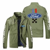 เสื้อแจ็กเก็ตแขนยาวลําลอง คอปก ทรงตรง แต่งซิป ลายโลโก้ Ford สีพื้น แฟชั่นฤดูใบไม้ผลิ และฤดูใบไม้ร่วง สําหรับวัยรุ่นTH