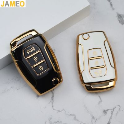 ✲♨ Golden Edge TPU Key Cover Shell Car Key Cover for SsangYong Kyron 2 Sanka Actyon Korando Tivoli 3 Buttons Remote Key Case