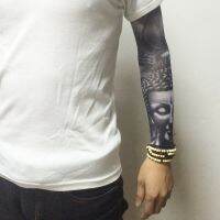 1pc new 40cm tattoo sleeve color styles elastic Fake 100%nylon Arm stocking Buddha Wolf Dragon Skull design halloweend cool men Stickers