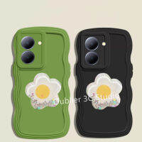 เคส VIVO Y36 Y02A Y02 Y35 Y55 Y75 Y15s Y15A T1 Pro 5G 4G เคสโทรศัพท์ ฝาครอบแบบนิ่มขอบสีลูกอมน่ารัก ดีไซน์ใหม่ซิลิโคนขนาดใหญ่พร้อมขาตั้งดอกทานตะวัน Case 2023